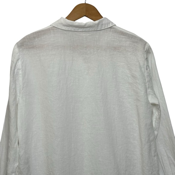 Eileen Fisher 100% Organic Linen High Slit Button Down Tunic Top Extra Small - Picture 6 of 11